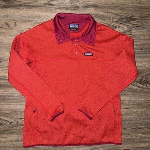 PATAGONIA Red Pullover Sweater Snap Neck Womens XL Outdoor/Hiking Attire